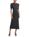 Frame Cashmere Ruched-sleeve Dress In Dark Gris