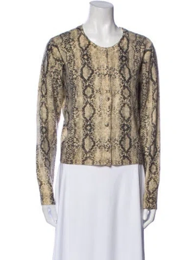 Pre-owned Frame Cashmere Animal Print Sweater In Brown