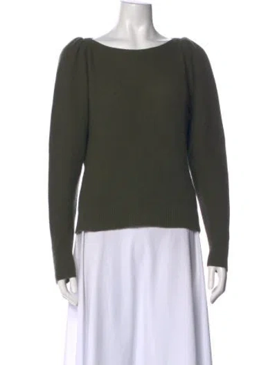 Pre-owned Frame Cashmere Bateau Neckline Sweater In Green