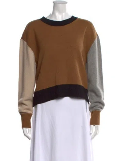 Pre-owned Frame Cashmere Colorblock Pattern Sweater In Brown