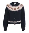 Frame Cashmere Fair Isle Cardigan In Blue