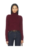 Frame Cashmere Fleck Turtleneck In Burgundy