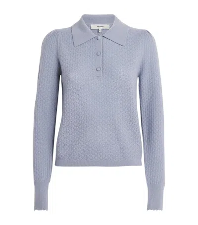 Frame Cashmere Honeycomb Sweater In Blue