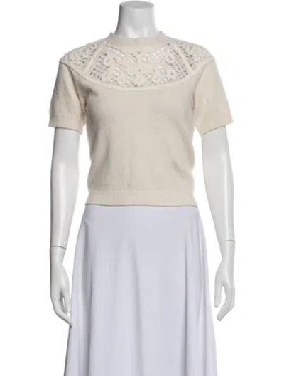 Pre-owned Frame Cashmere Lace Pattern Sweater In Neutral