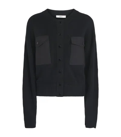 Frame Cashmere Patch-pocket Cardigan In Black