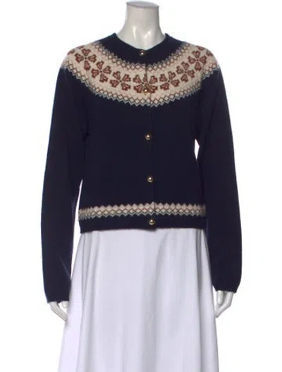 Pre-owned Frame Cashmere Patterned Sweater In Blue