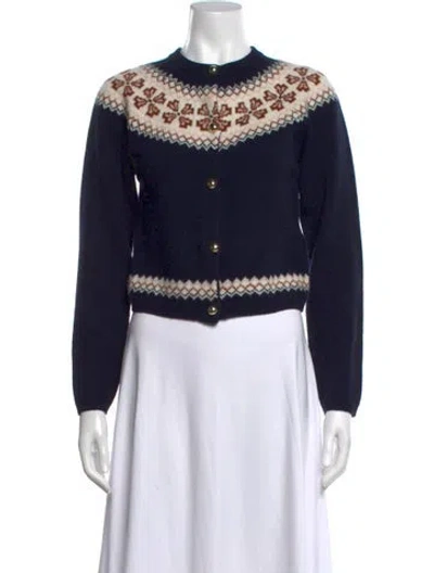 Pre-owned Frame Cashmere Patterned Sweater In Blue