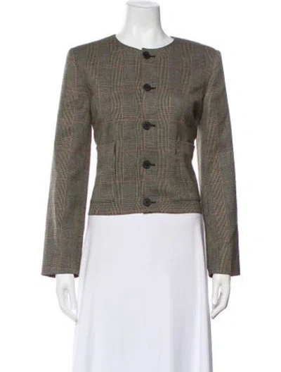 Pre-owned Frame Cashmere Plaid Print Jacket In Gray