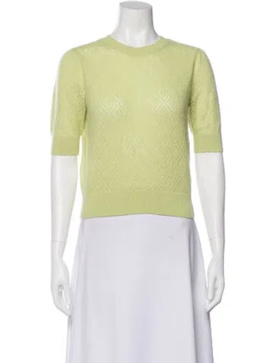 Pre-owned Frame Cashmere Plaid Print Sweater In Green