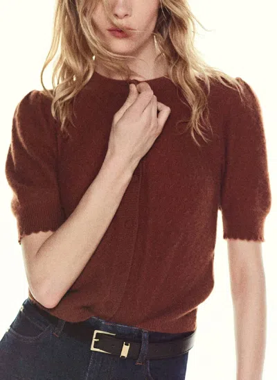 Frame Cashmere Pointelle Cardigan In Chestnut In Brown
