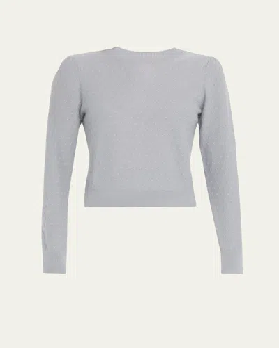 Frame Cashmere Pointelle Crewneck Sweater In Gray