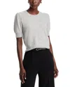 Frame Puff Sleeve Pointelle Cashmere Sweater In Light Heather Grey