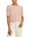 Frame Cashmere Pointelle Puff Sleeve Sweater In Peony