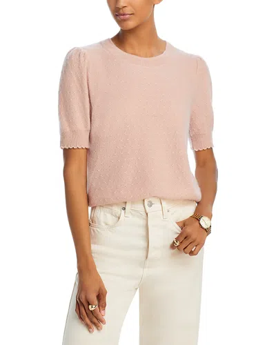 Frame Cashmere Pointelle Puff Sleeve Sweater In Peony