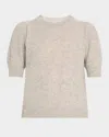 Frame Cashmere Puff-sleeve Sweater In Gray