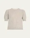 Frame Cashmere Puff-sleeve Sweater In Military Green