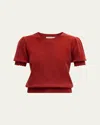 Frame Cashmere Puff-sleeve Sweater In Paprika