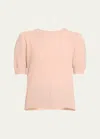 Frame Cashmere Puff-sleeve Sweater In Peony