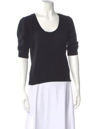 Pre-owned Frame Cashmere Scoop Neck Sweater In Black
