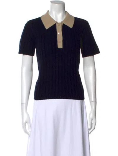 Pre-owned Frame Cashmere Short Sleeve Polo In Black