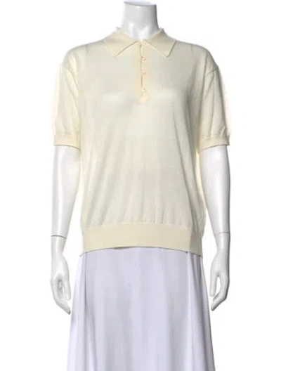 Pre-owned Frame Cashmere Short Sleeve Polo W/ Tags In Neutral