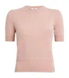 Frame Cashmere Short-sleeve Sweater In Pink