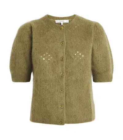Frame Cashmere Short-sleeve Cardigan In Green