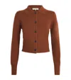 Frame Womens Chestnut Shrunken Spread-collar Cashmere Cardigan In Brown