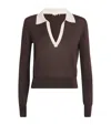 Frame Cashmere-silk Two-tone Polo Sweater In Brown