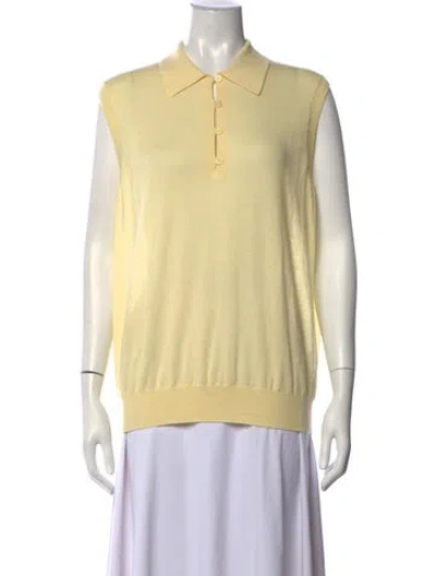 Pre-owned Frame Cashmere Sleeveless Polo In Yellow