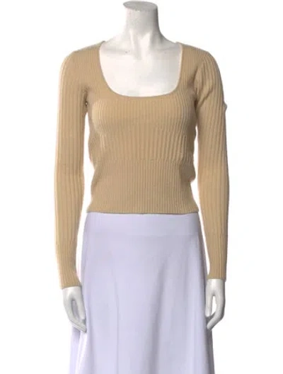 Pre-owned Frame Cashmere Square Neckline Crop Top In Neutral