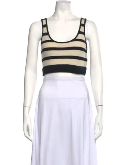 Pre-owned Frame Cashmere Striped Crop Top In White