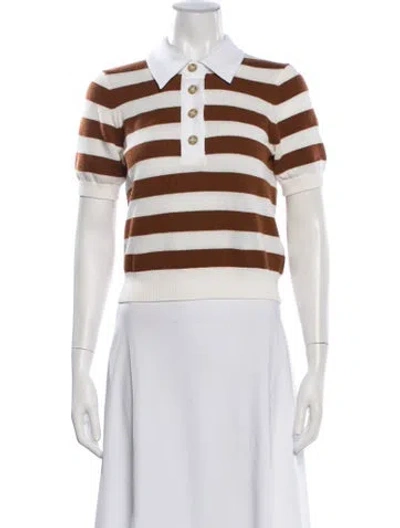 Pre-owned Frame Cashmere Striped Polo In Brown