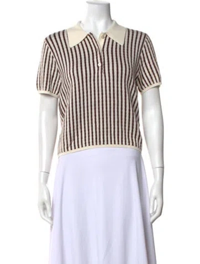 Pre-owned Frame Cashmere Striped Polo In Pink