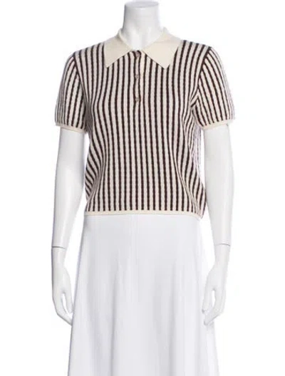 Pre-owned Frame Cashmere Striped Polo In White