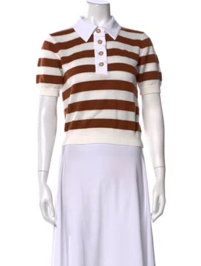 Pre-owned Frame Cashmere Striped Sweater In Brown