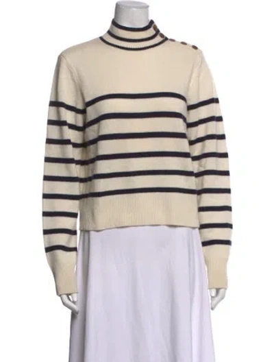 Pre-owned Frame Cashmere Striped Sweater In White