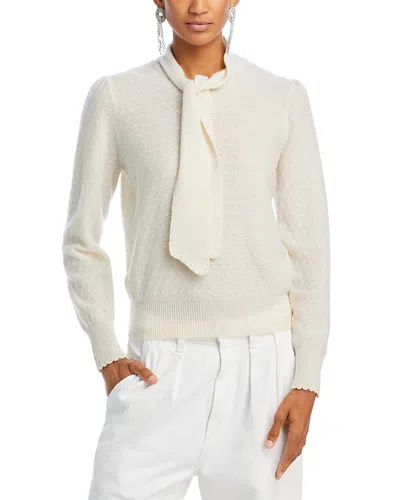 Frame Cashmere Tie Neck Sweater In Cream