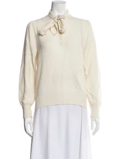 Pre-owned Frame Cashmere Tie Neck Sweater In Neutral