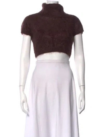 Pre-owned Frame Cashmere Turtleneck Crop Top In Brown