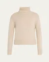 Frame Womens Silk Blend Smocked Mock Turtleneck Sweater In Oatmeal Heather