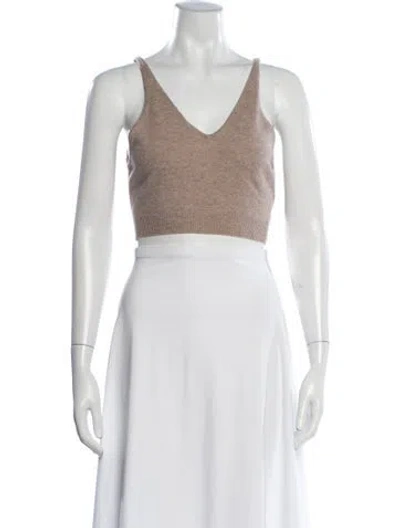 Pre-owned Frame Cashmere V-neck Crop Top In Neutrals