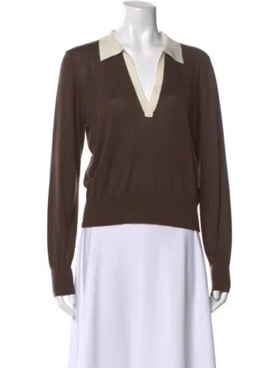 Pre-owned Frame Cashmere V-neck Sweater In Brown
