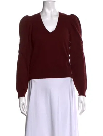 Pre-owned Frame Cashmere V-neck Sweater In Burgundy