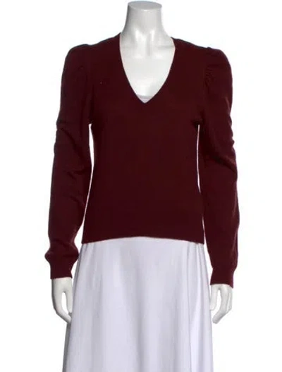 Pre-owned Frame Cashmere V-neck Sweater In Burgundy