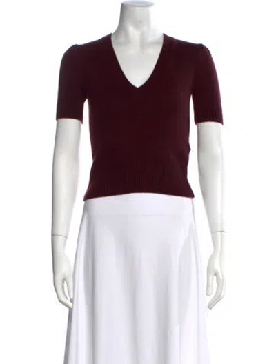 Pre-owned Frame Cashmere V-neck Sweater In Burgundy