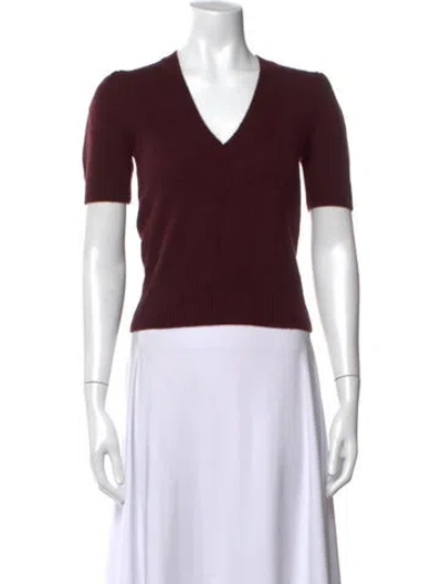 Pre-owned Frame Cashmere V-neck Sweater In Burgundy