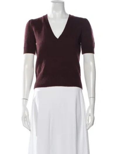 Pre-owned Frame Cashmere V-neck Sweater In Burgundy