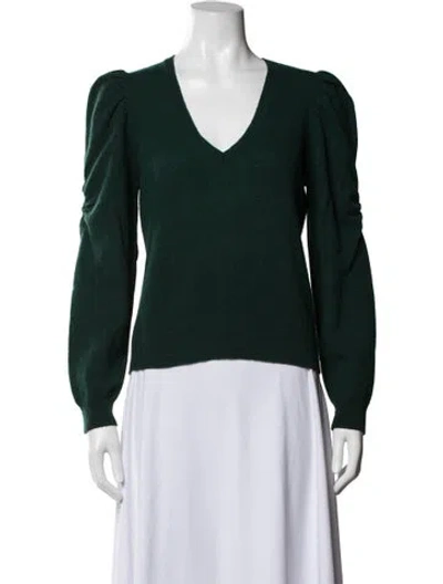 Pre-owned Frame Cashmere V-neck Sweater In Green
