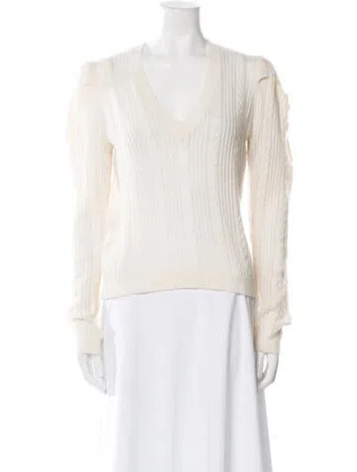 Pre-owned Frame Cashmere V-neck Sweater In White